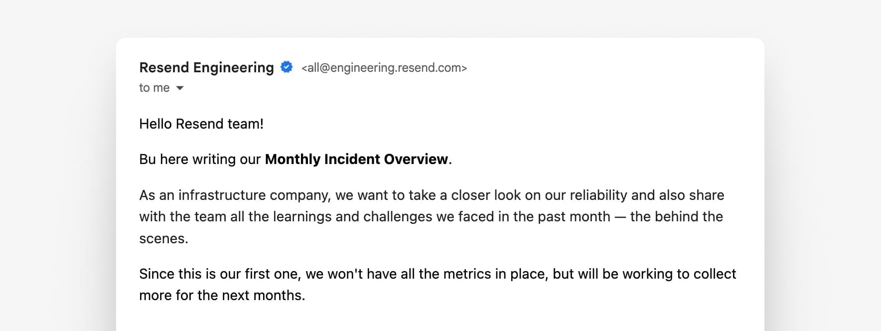 Monthly Incident Overview